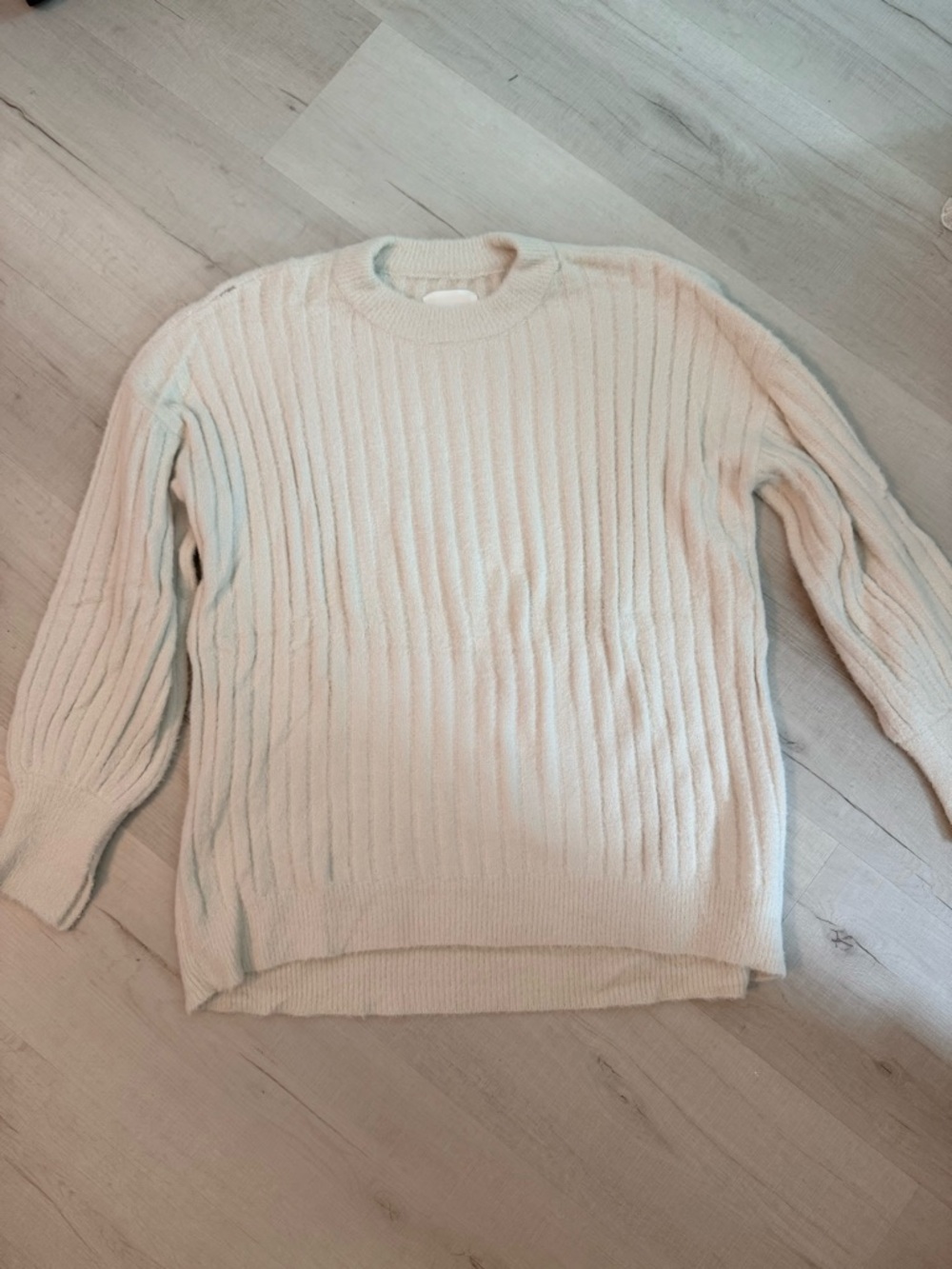 aerie Soft Cream Ribbed Crew Sweater